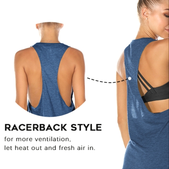 Work Out tank top racerback and exaggerated armholes - Blue color - Size Medium - Picture 2 of 15